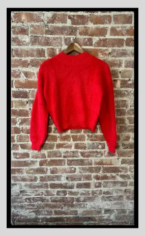 Fuzzy Crewneck Sweater – Vibrant Red