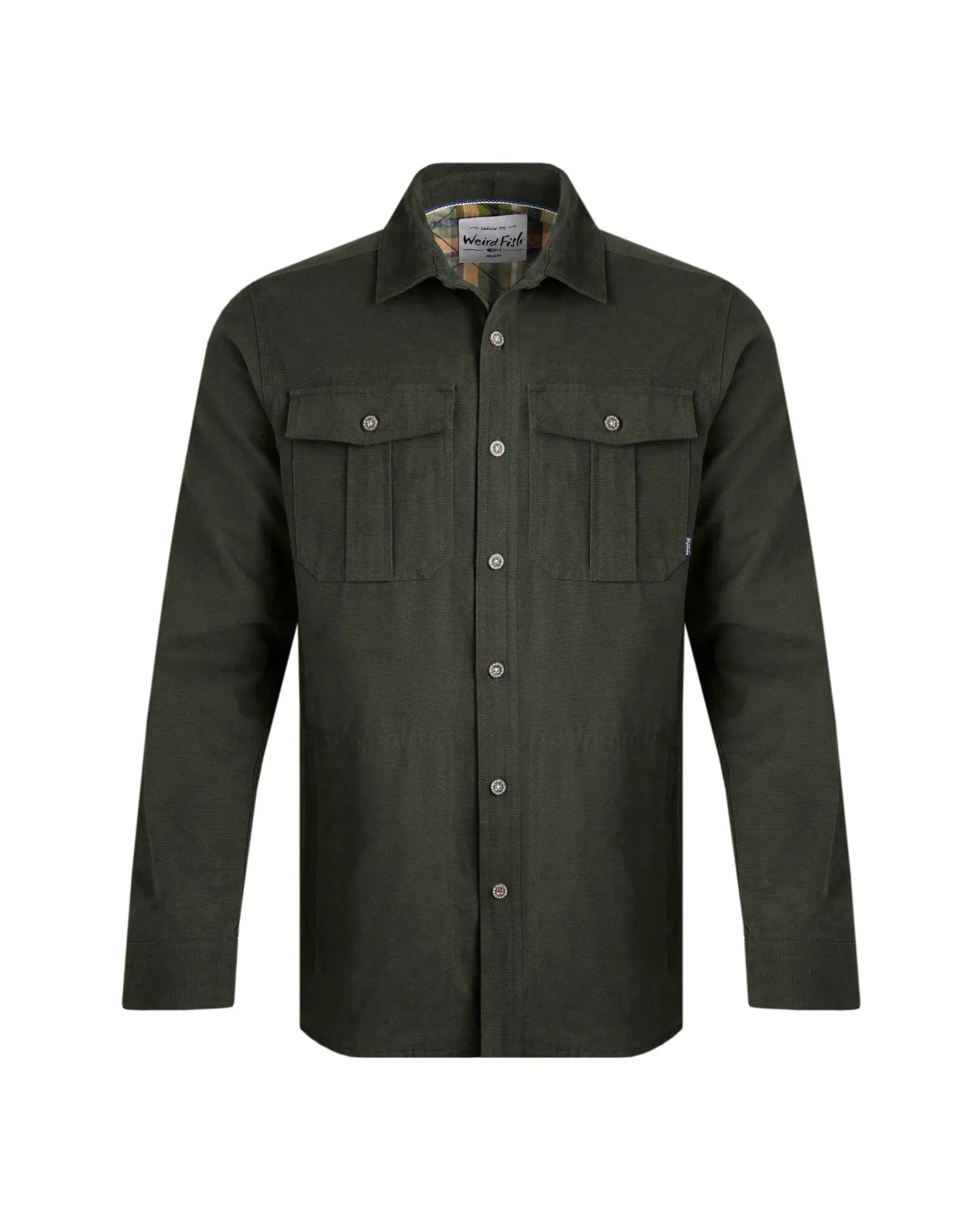 Garston Fir Green Organic Cotton Lined Utility Overshirt