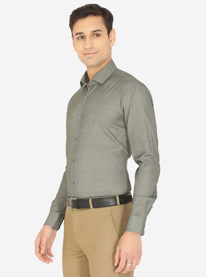 Grey Solid Slim Fit Party Wear Shirt | JB Studio