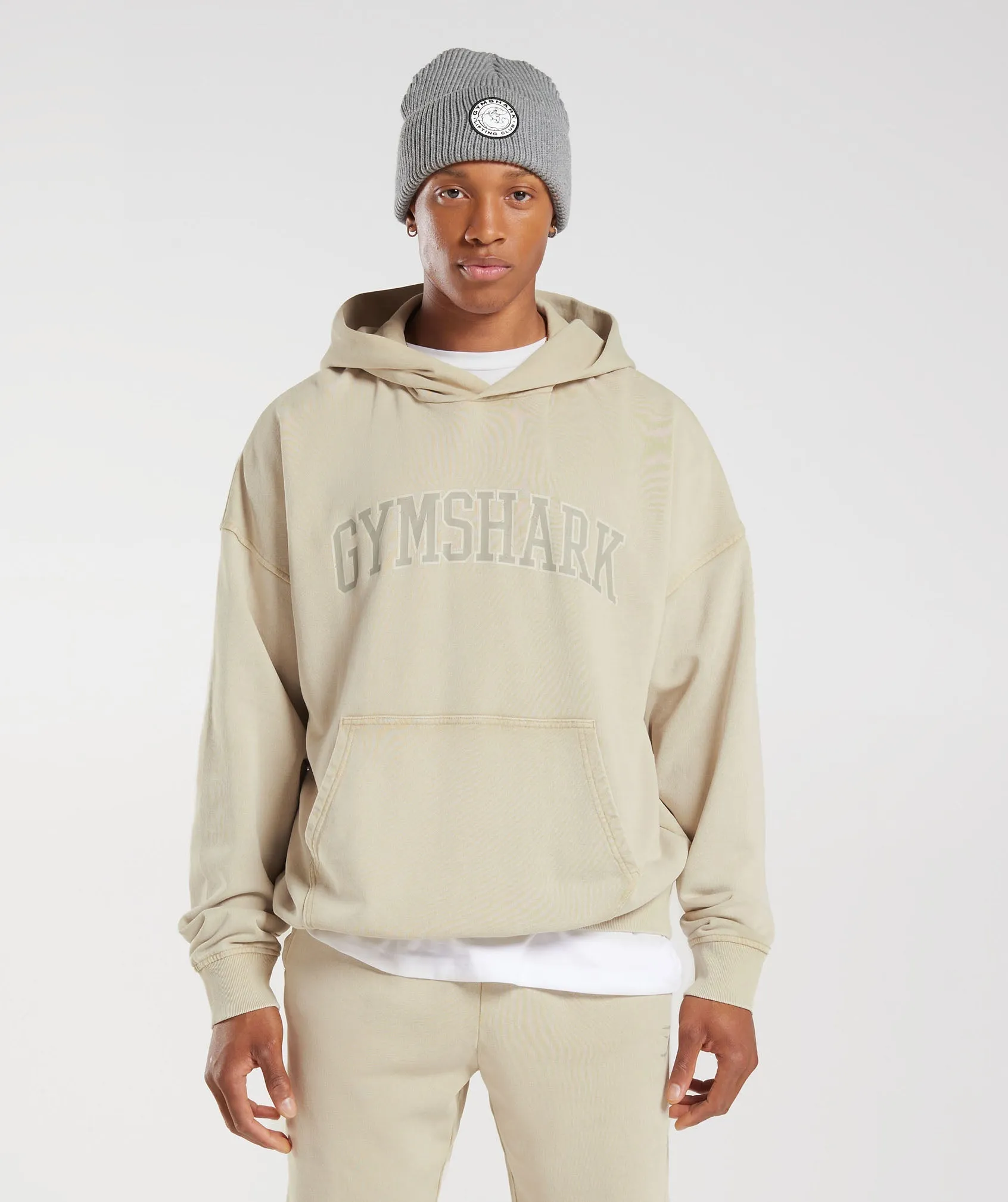 Gymshark Collegiate Hoodie - Pebble Grey/Acid Wash
