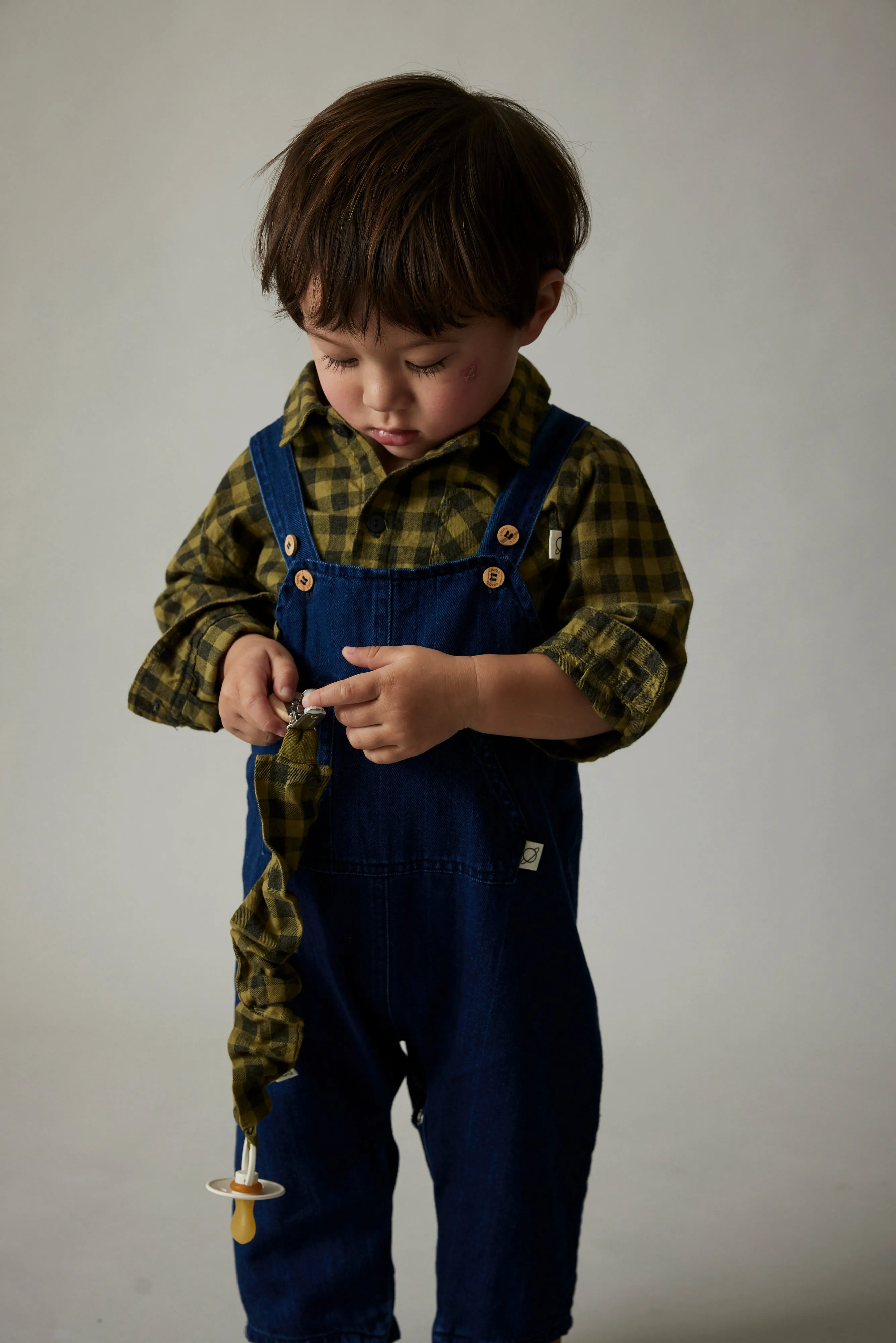 HERRINGBONE DENIM BABY OVERALLS