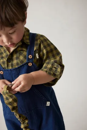 HERRINGBONE DENIM BABY OVERALLS