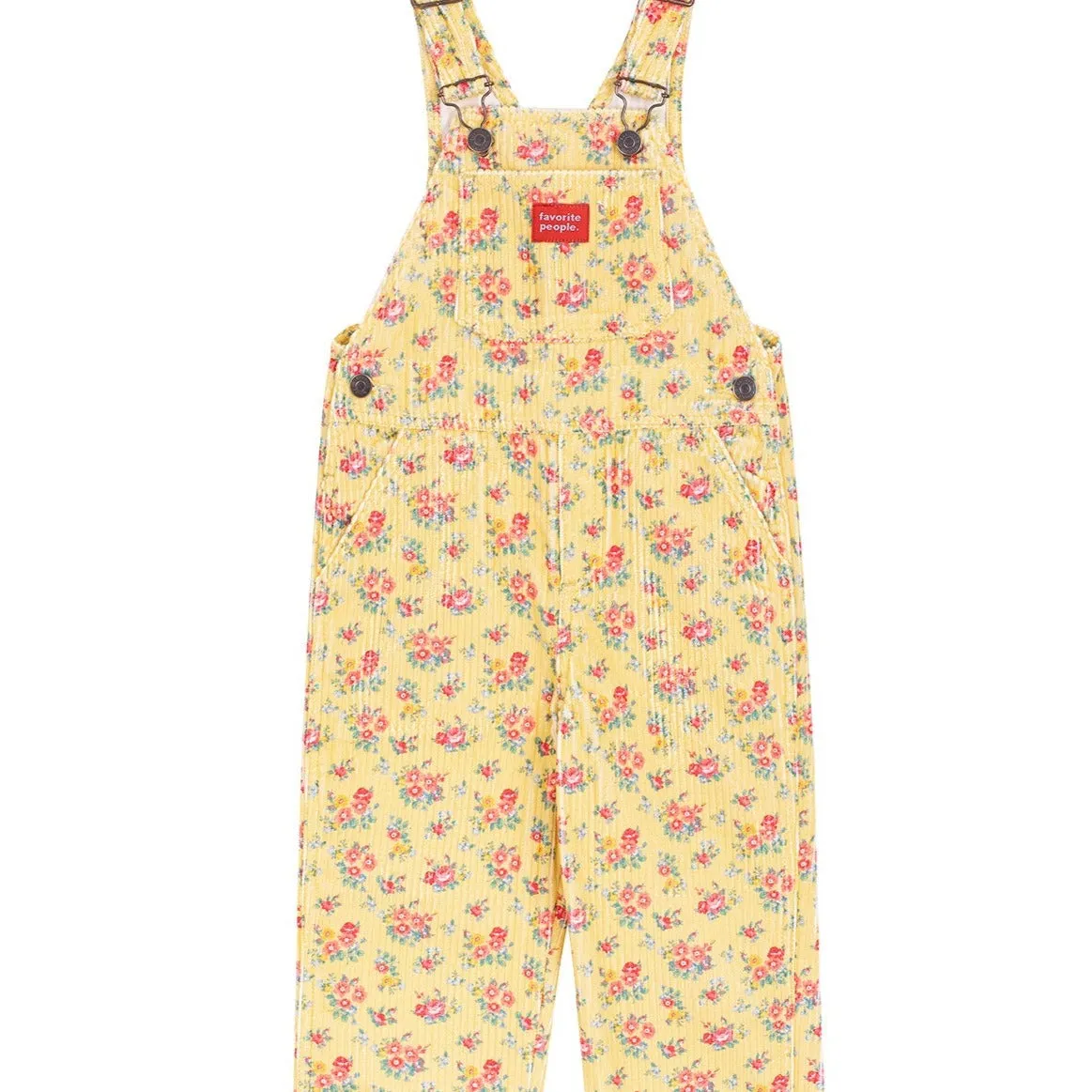 Kids 'Heart and The Bottle' Corduroy Dungarees (Yellow Floral)