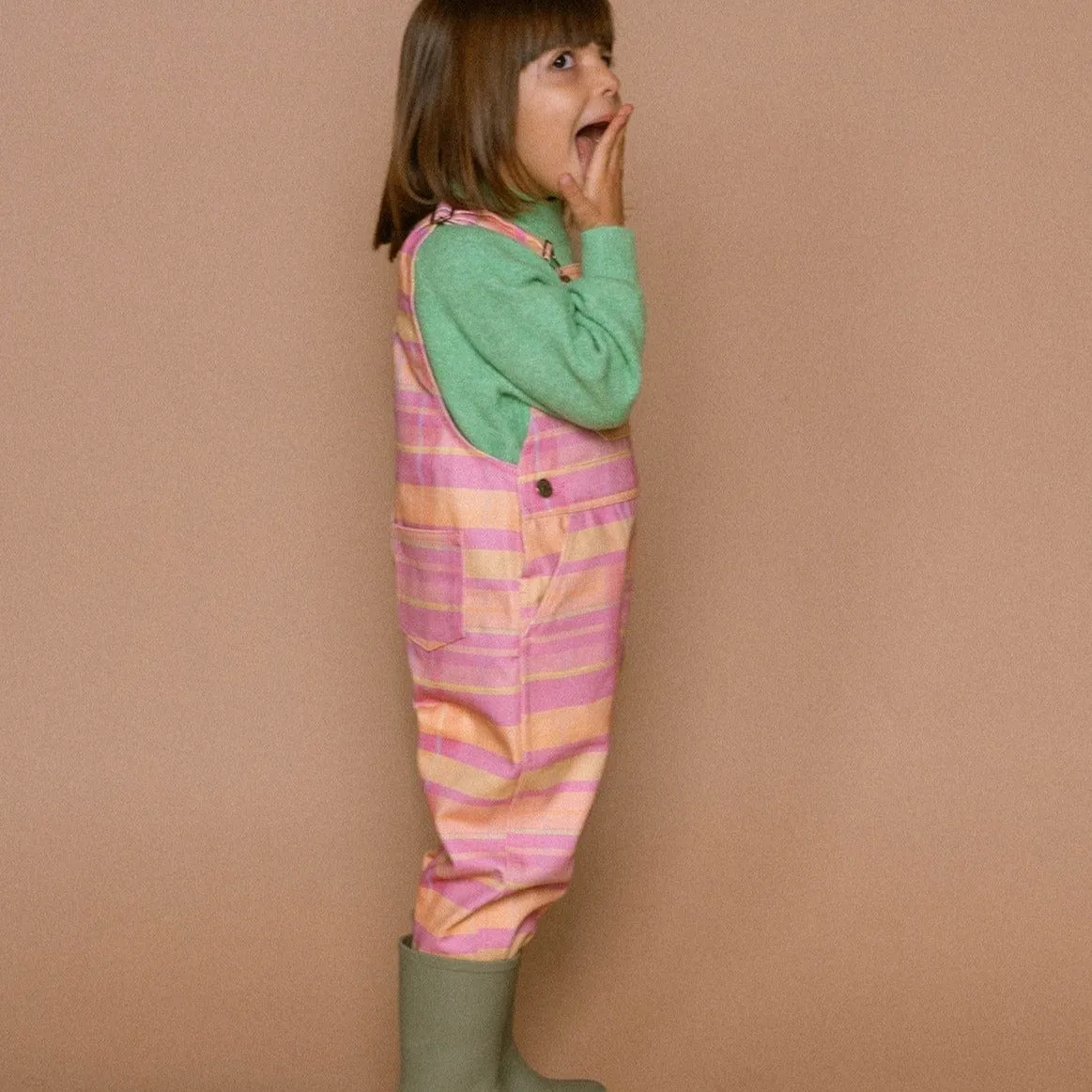 Kids 'Madeline' Dungarees (Pink & Orange Check)