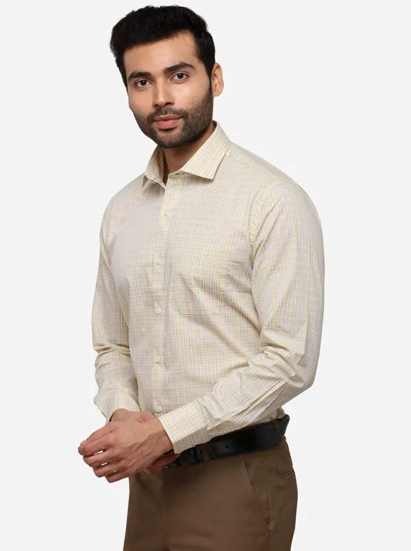 Light Yellow Checked Smart Fit Formal Shirt | JadeBlue