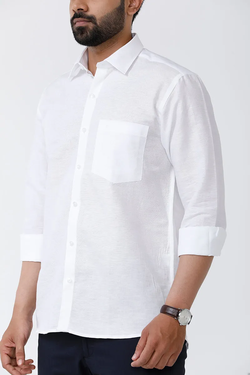 Linen Classic - Linen Cotton White Shirts For Men | Uathayam