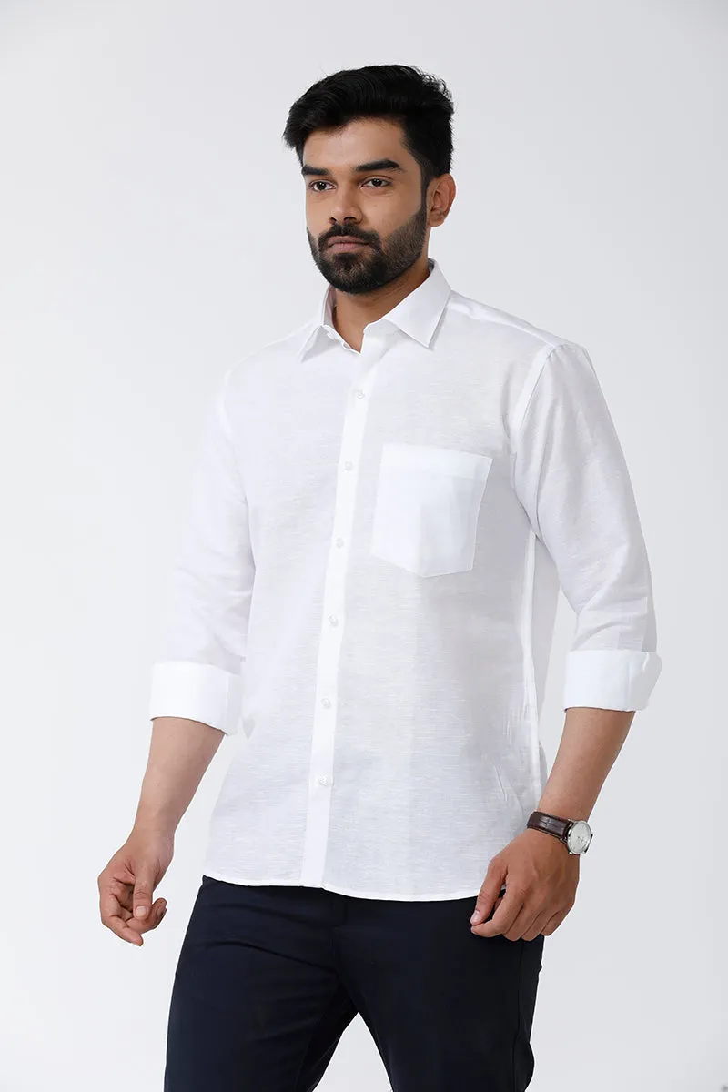 Linen Classic - Linen Cotton White Shirts For Men | Uathayam