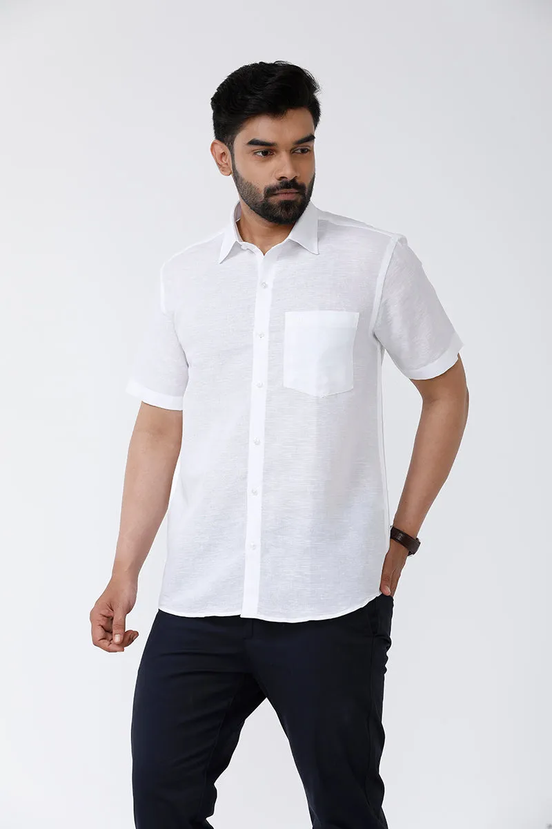 Linen Classic - Linen Cotton White Shirts For Men | Uathayam