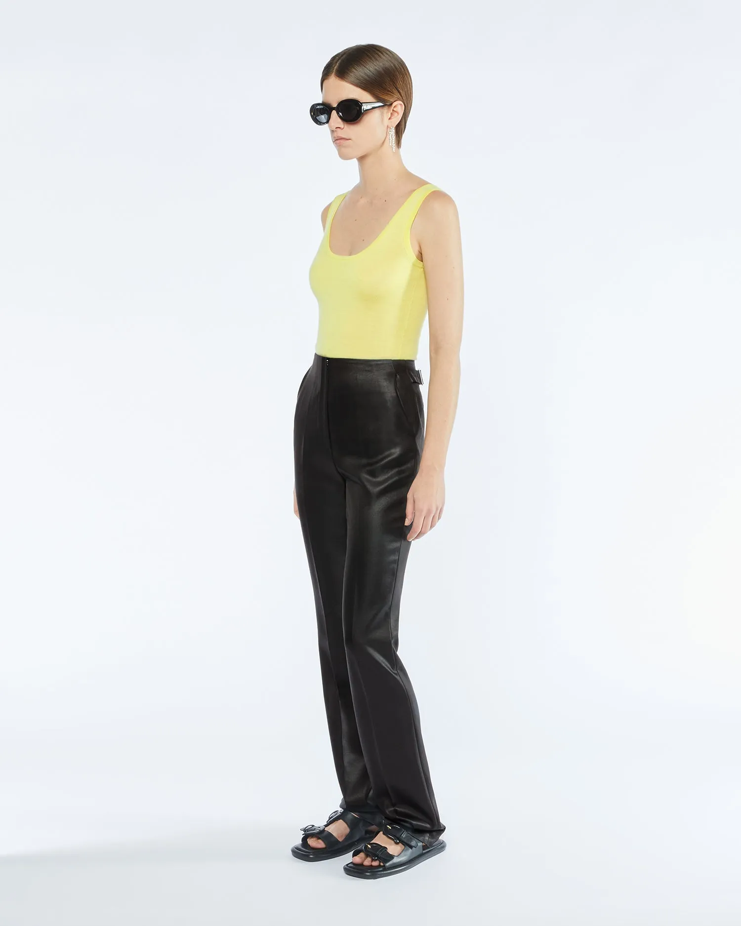 Maurie - Sale Tailored Satin Pants - Black