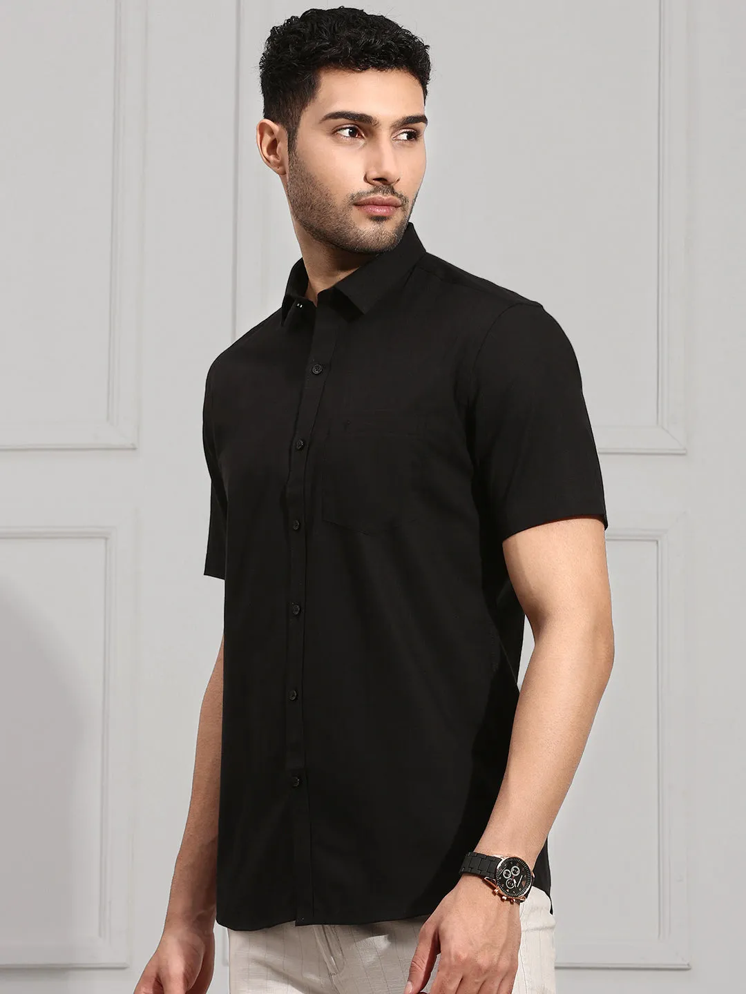 Men 100% Cotton Shirt Black CL2 GT8