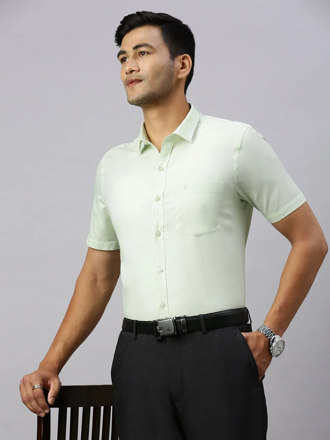 Men 100% Cotton Shirt Pale Green CL8 GF1