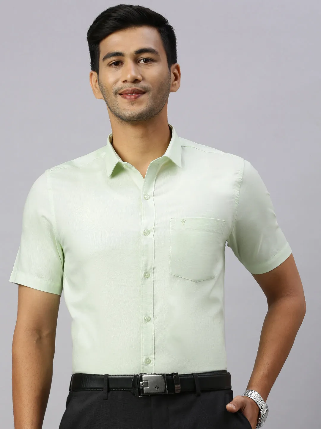 Men 100% Cotton Shirt Pale Green CL8 GF1