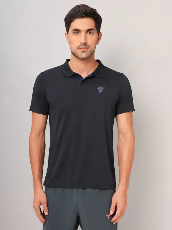 Men Self Design Slim Fit Polo T-shirt with AIRTEX STRIPES