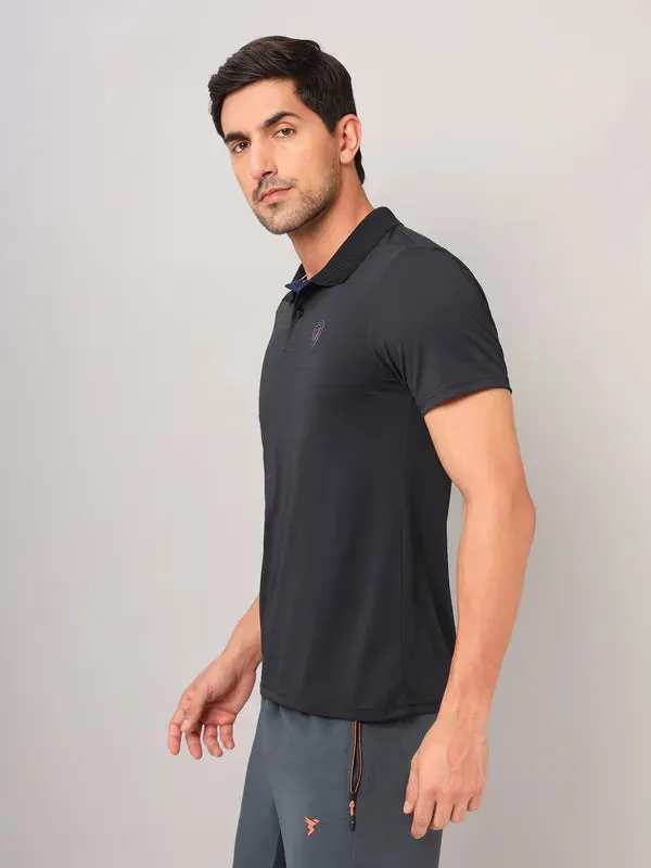 Men Self Design Slim Fit Polo T-shirt with AIRTEX STRIPES