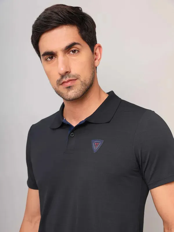 Men Self Design Slim Fit Polo T-shirt with AIRTEX STRIPES