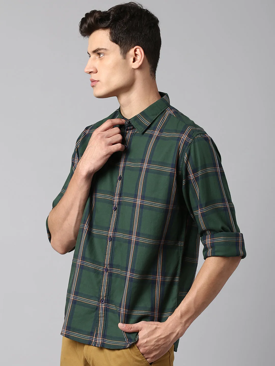 Men's Green Checkered Shirts