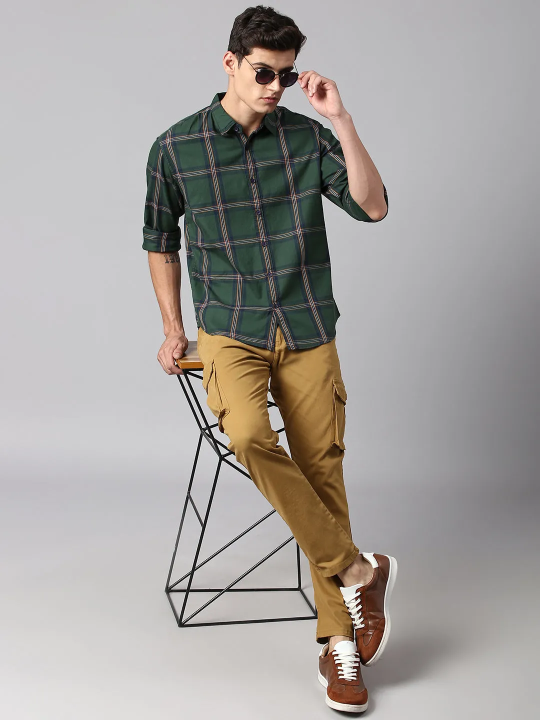 Men's Green Checkered Shirts