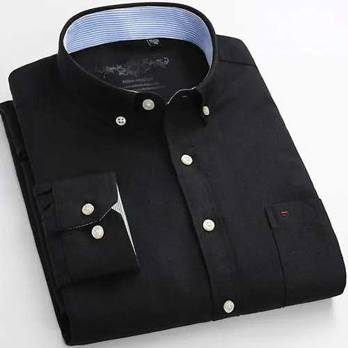 Mens Long Sleeve Solid Oxford Dress Shirt