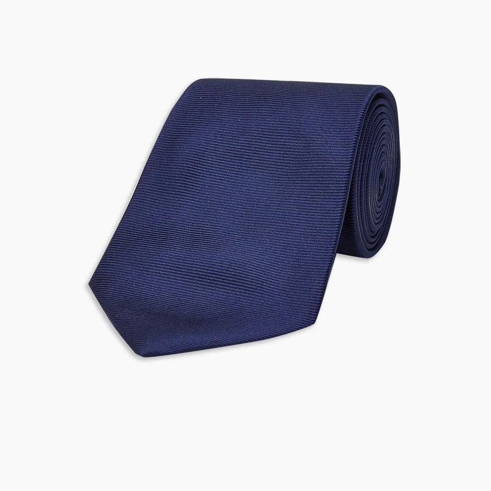 Navy Horizontal Twill Silk Tie