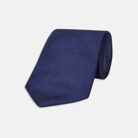 Navy Horizontal Twill Silk Tie