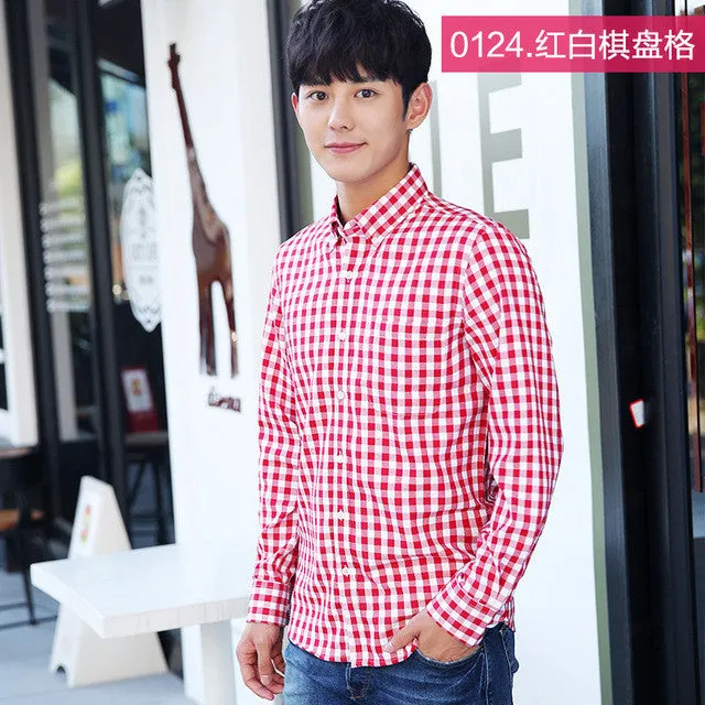 New Autumn Long Sleeve Brand Male Thick Warm Casual Mens Shirts Cotton Check Plus Size 4XL Shirt