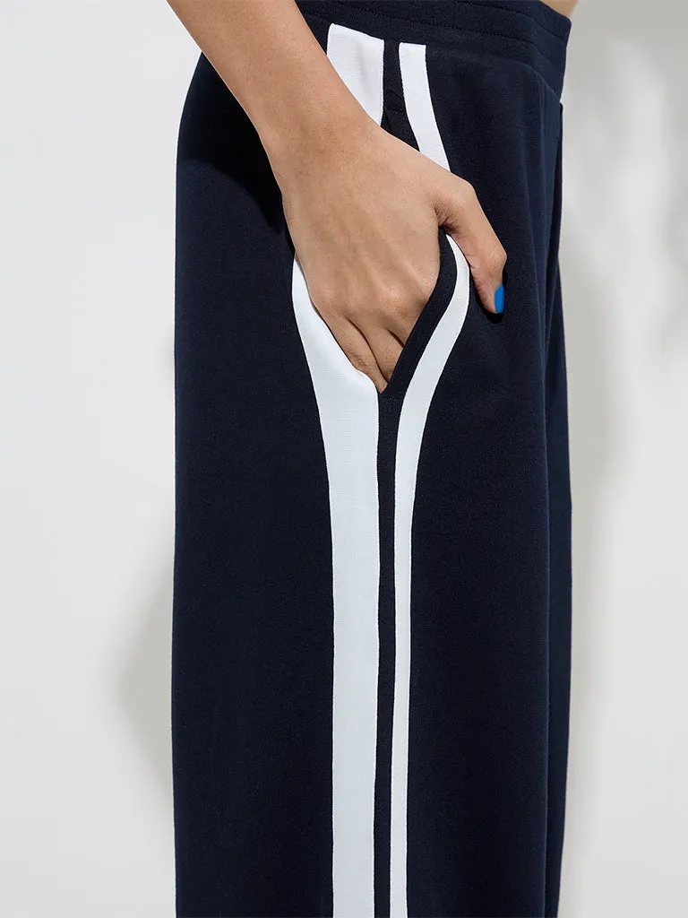 Nuon Navy Panel-Detailed High-Rise Track Pants