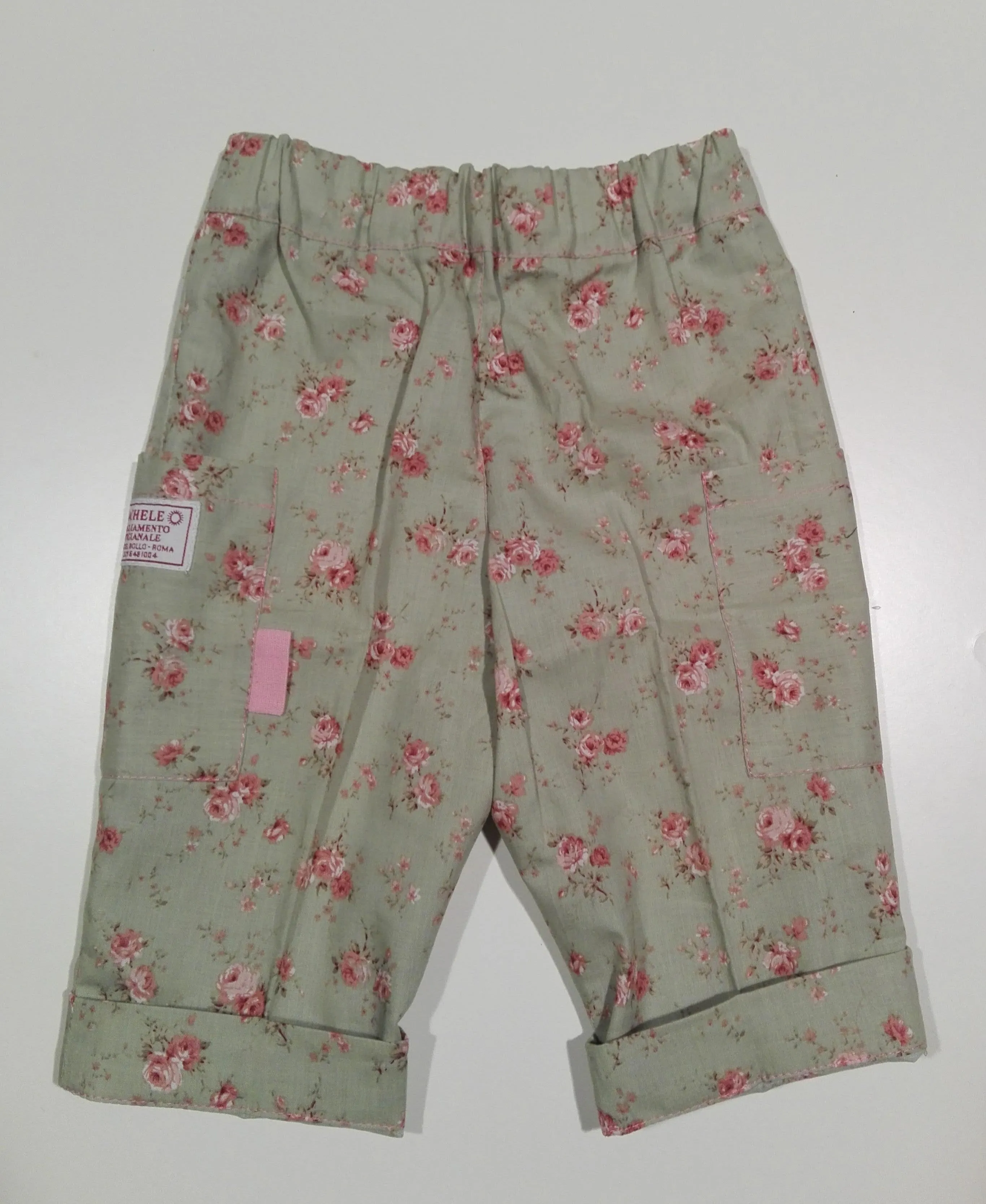 Pant midseason in cotton Green with Flowers