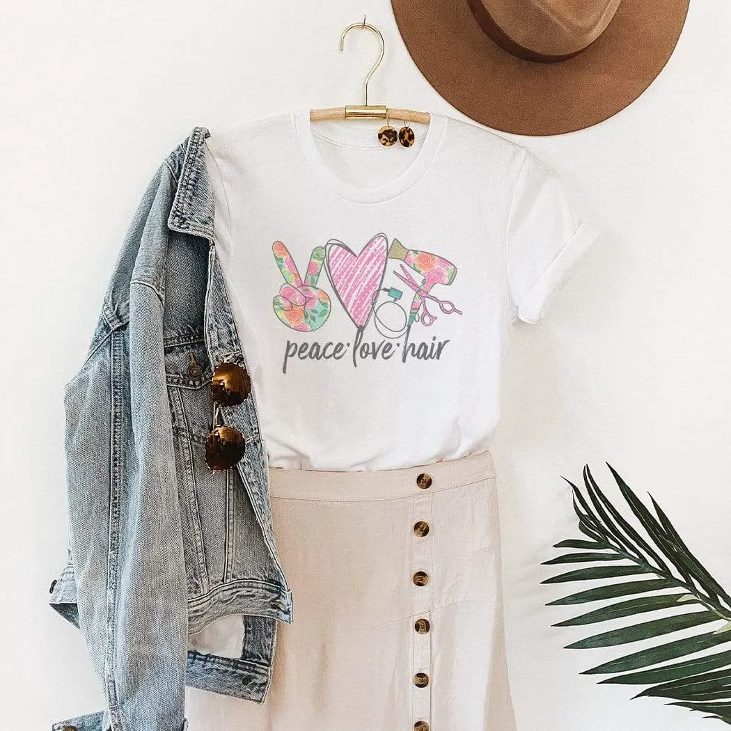 Peace Love Hair Graphic T-Shirt