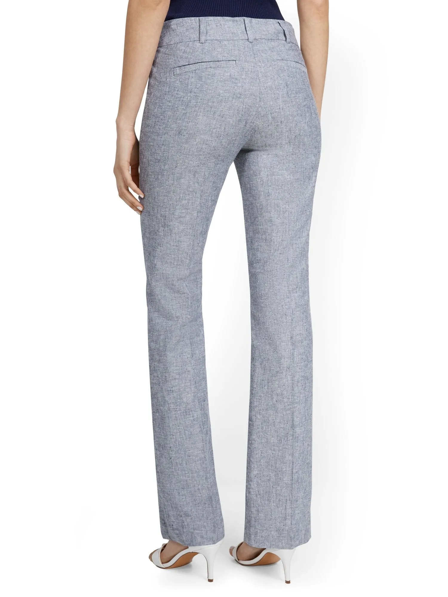 Petite Linen-Blend Mid-Rise Straight-Leg Pant