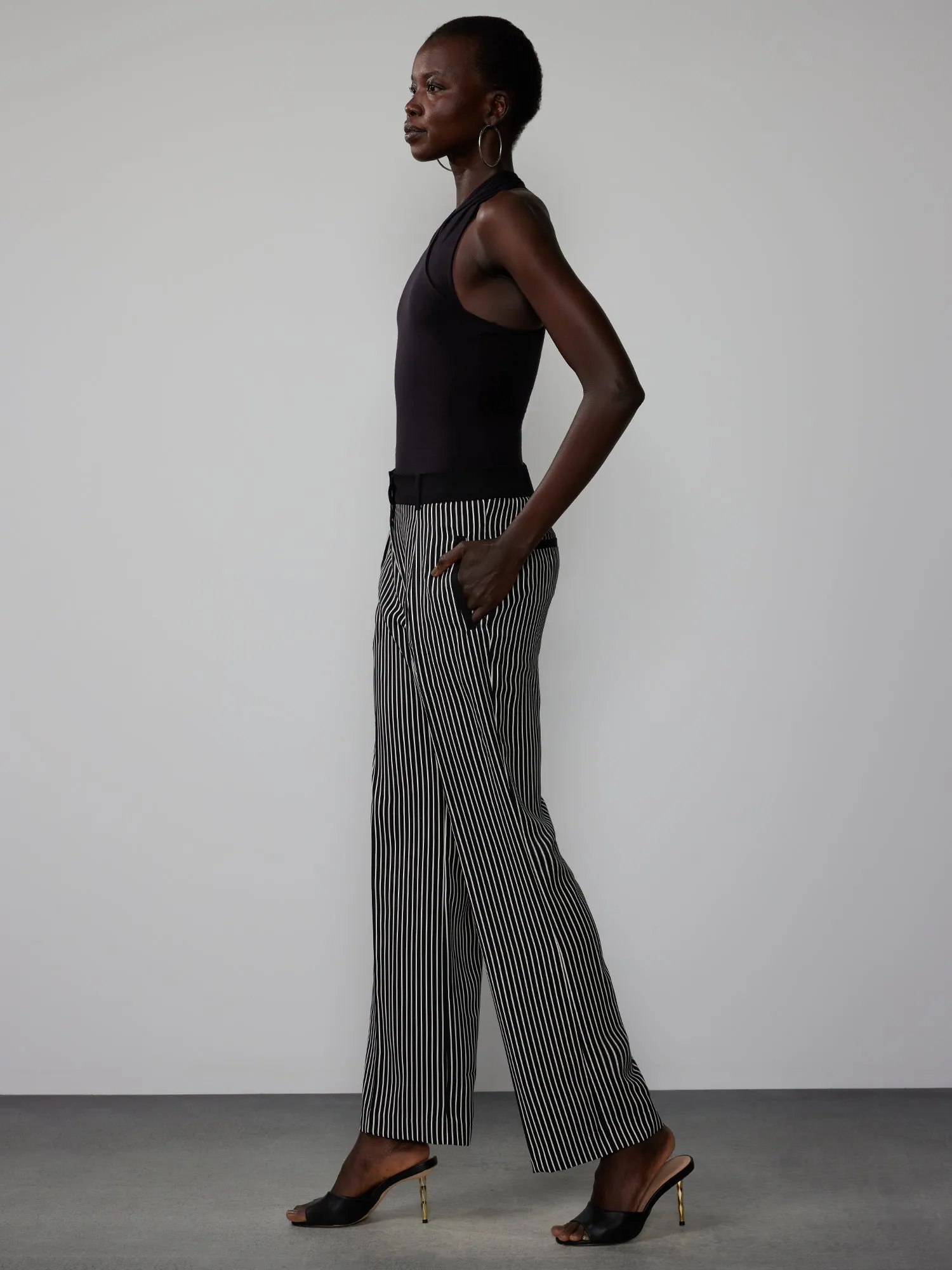 Petite Yarn-Dyed Striped Wide Leg Pant