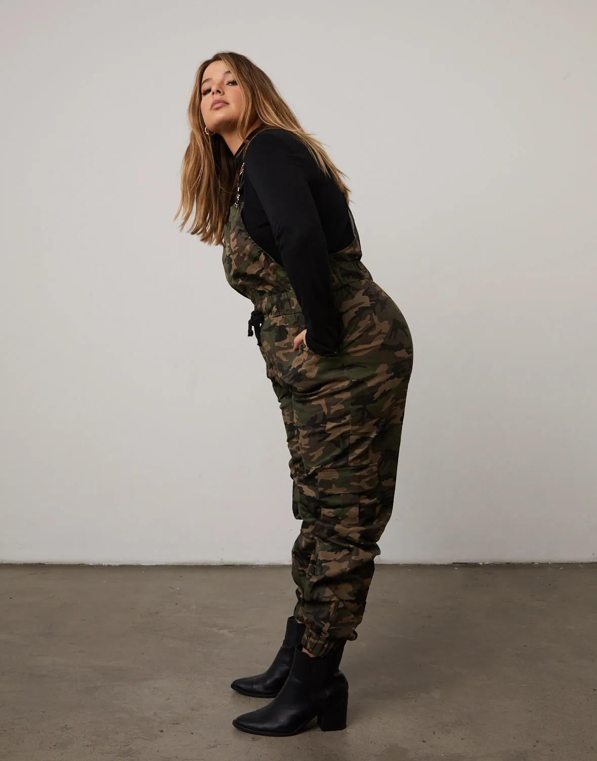 Plus Size Camouflage Overalls