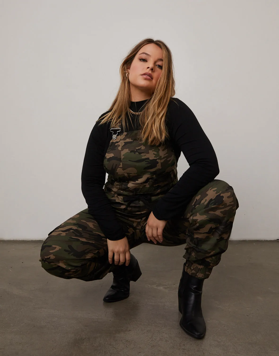 Plus Size Camouflage Overalls