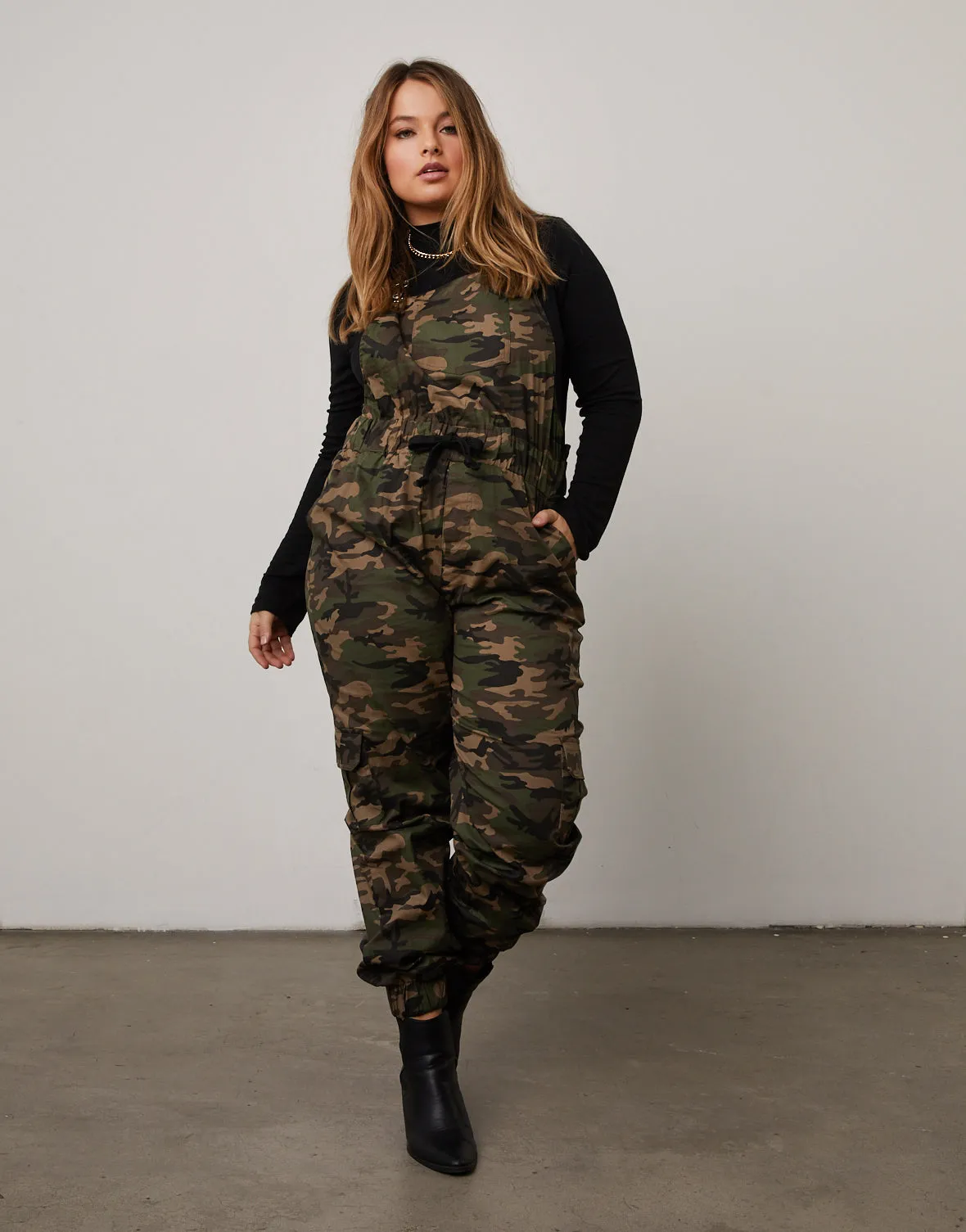 Plus Size Camouflage Overalls