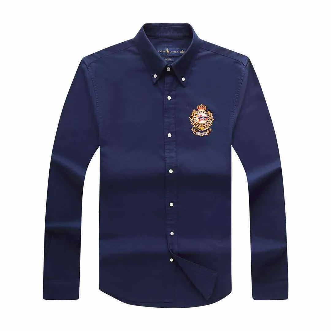 PRL Premium Cotton Long Sleeve Shirt With Bold Logo Design- NavyBlue