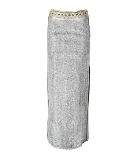 RABANNE Silver Pression Skirt In Lurex