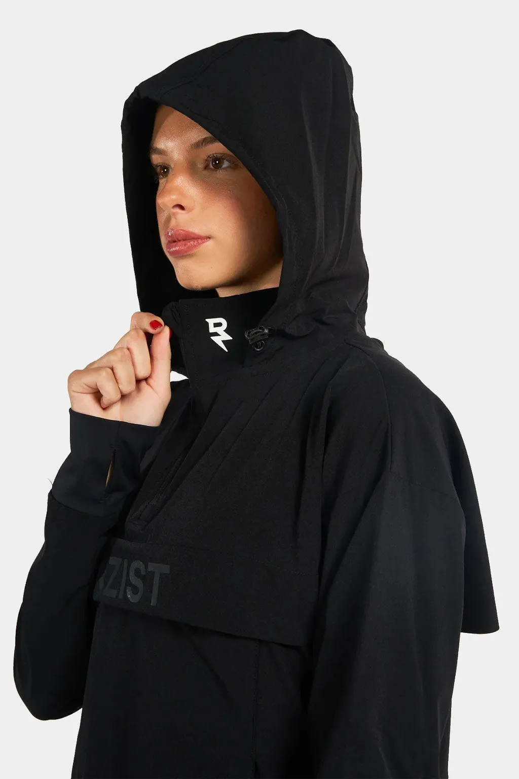 Rzist - Women's Jet Black 2-in-1 Tear Away Crop Top & Hoodie