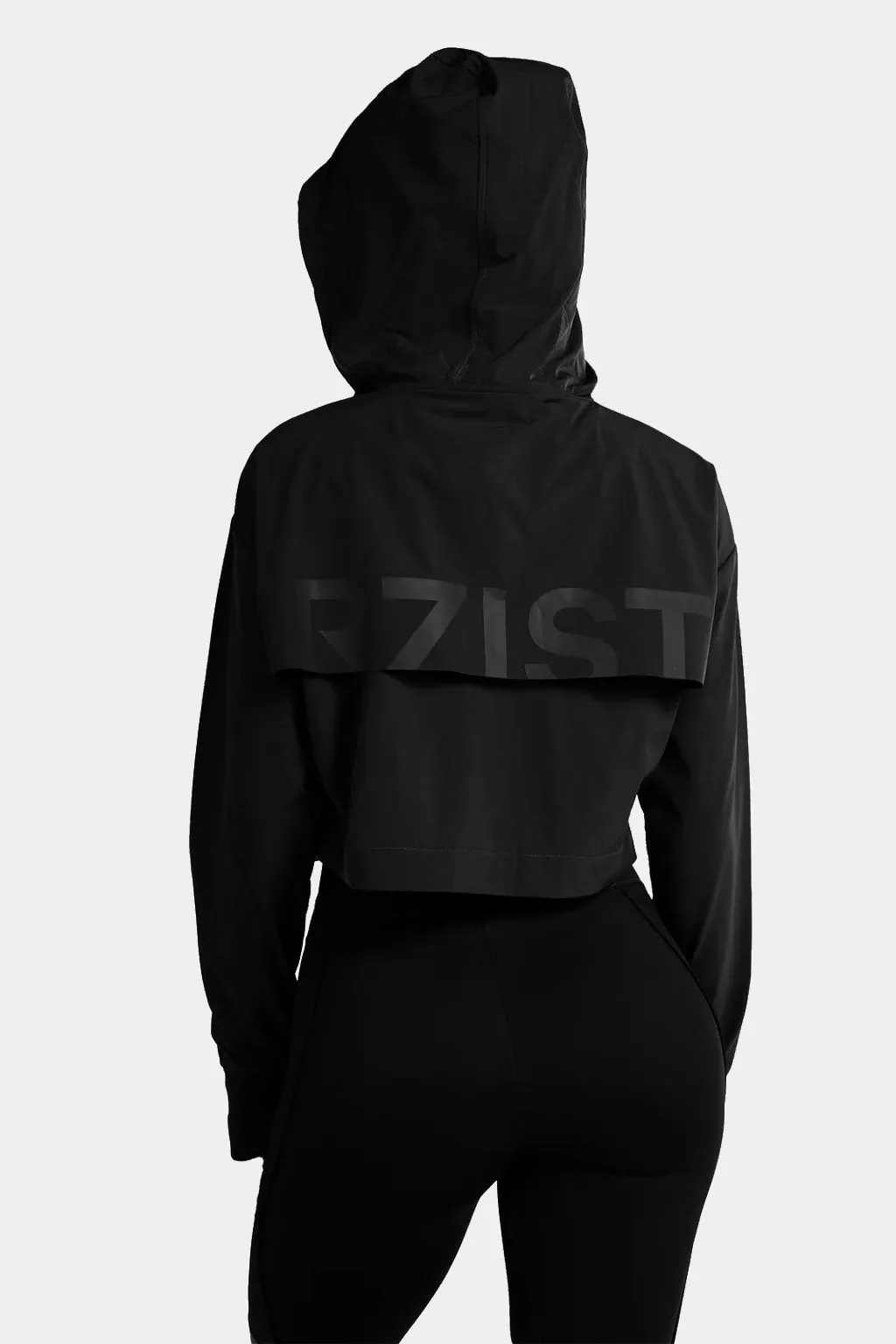 Rzist - Women's Jet Black 2-in-1 Tear Away Crop Top & Hoodie