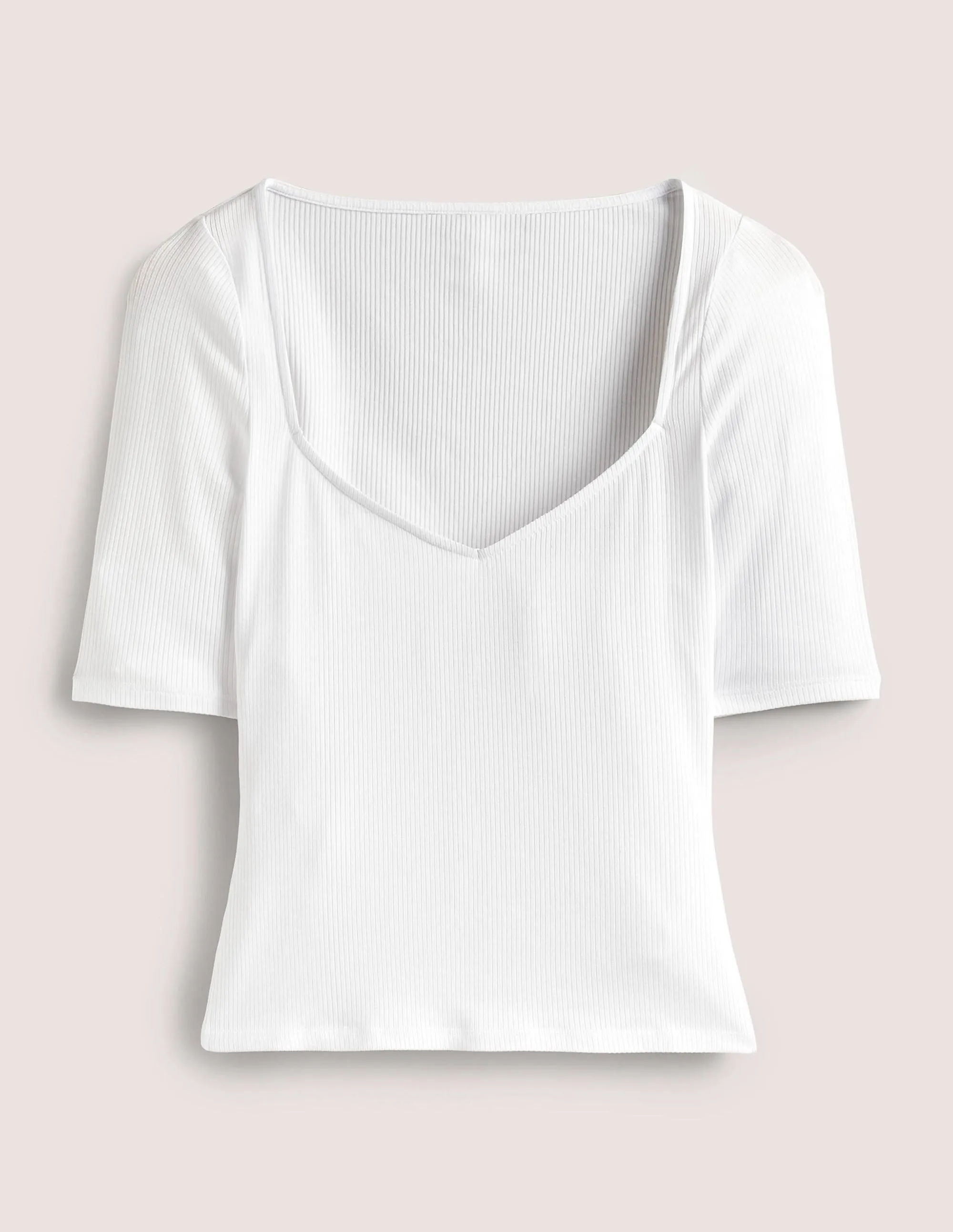 Soft Ribbed Sweetheart T-shirt-White