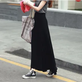 Summer Korean Modal Cotton  A-Line Women High Waist Black Slim-Look A-Line Length Skirt