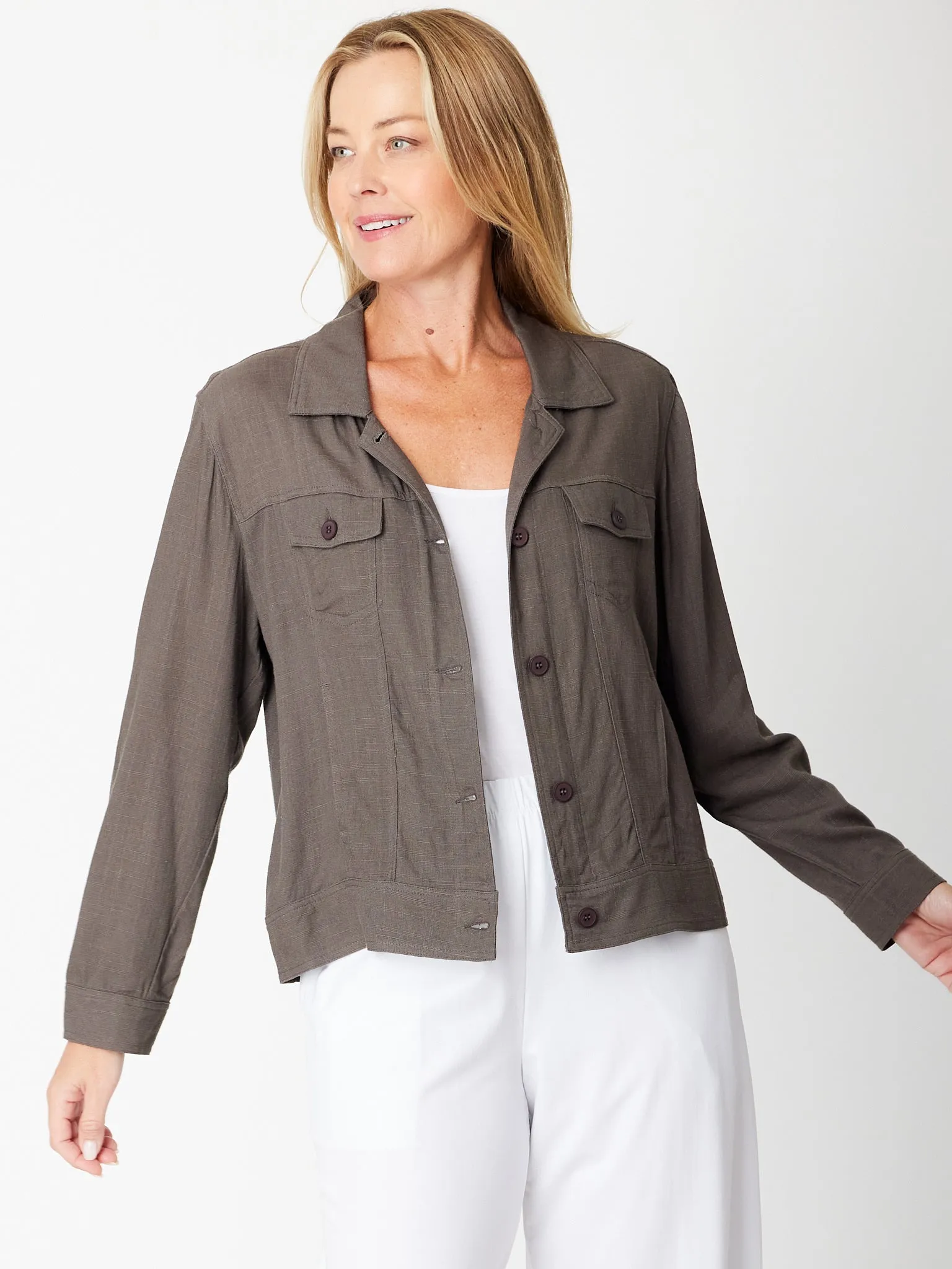 Summer Linen Blend Jacket - 30659 Coffee