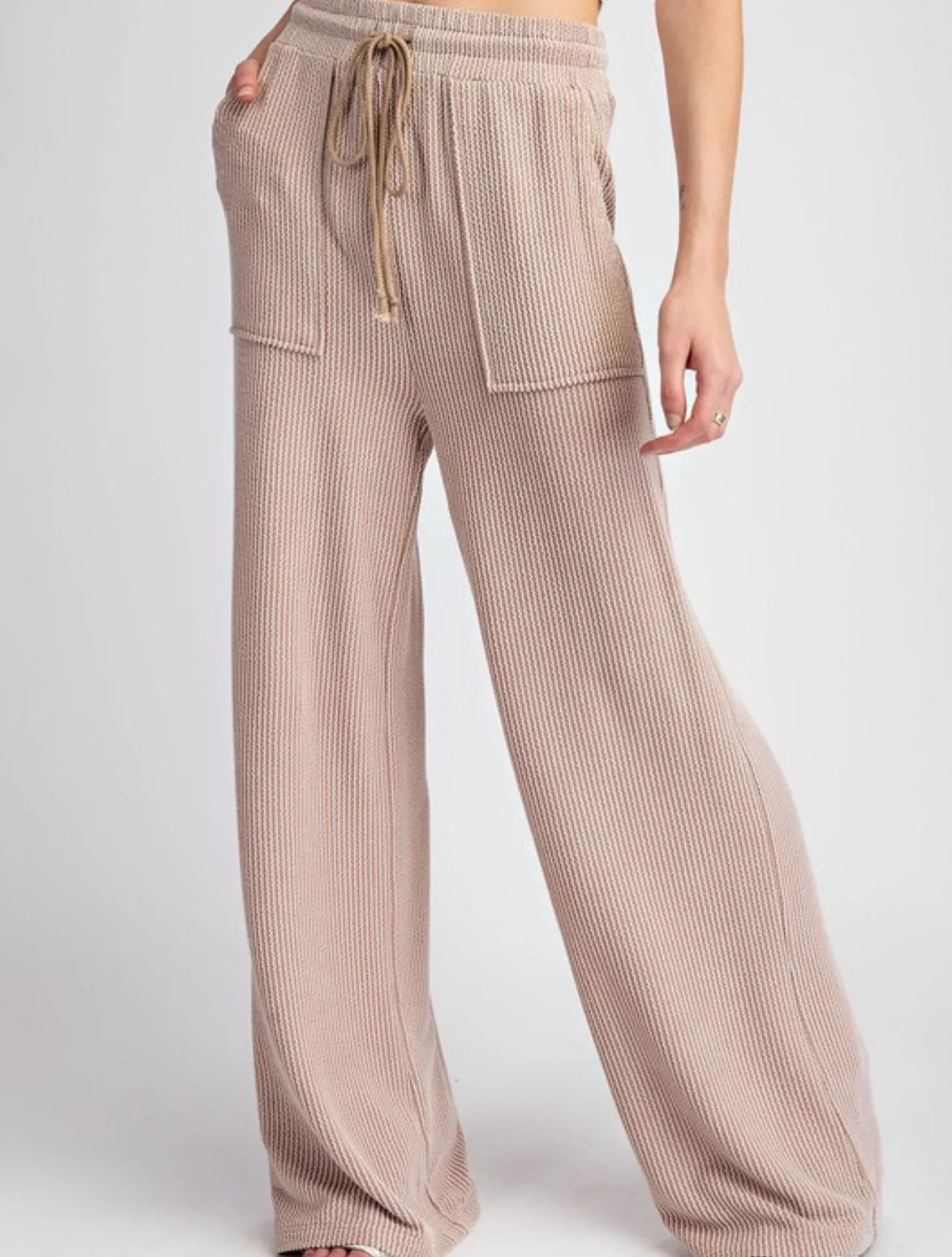 The Textured Drawstring Straight Leg Pants