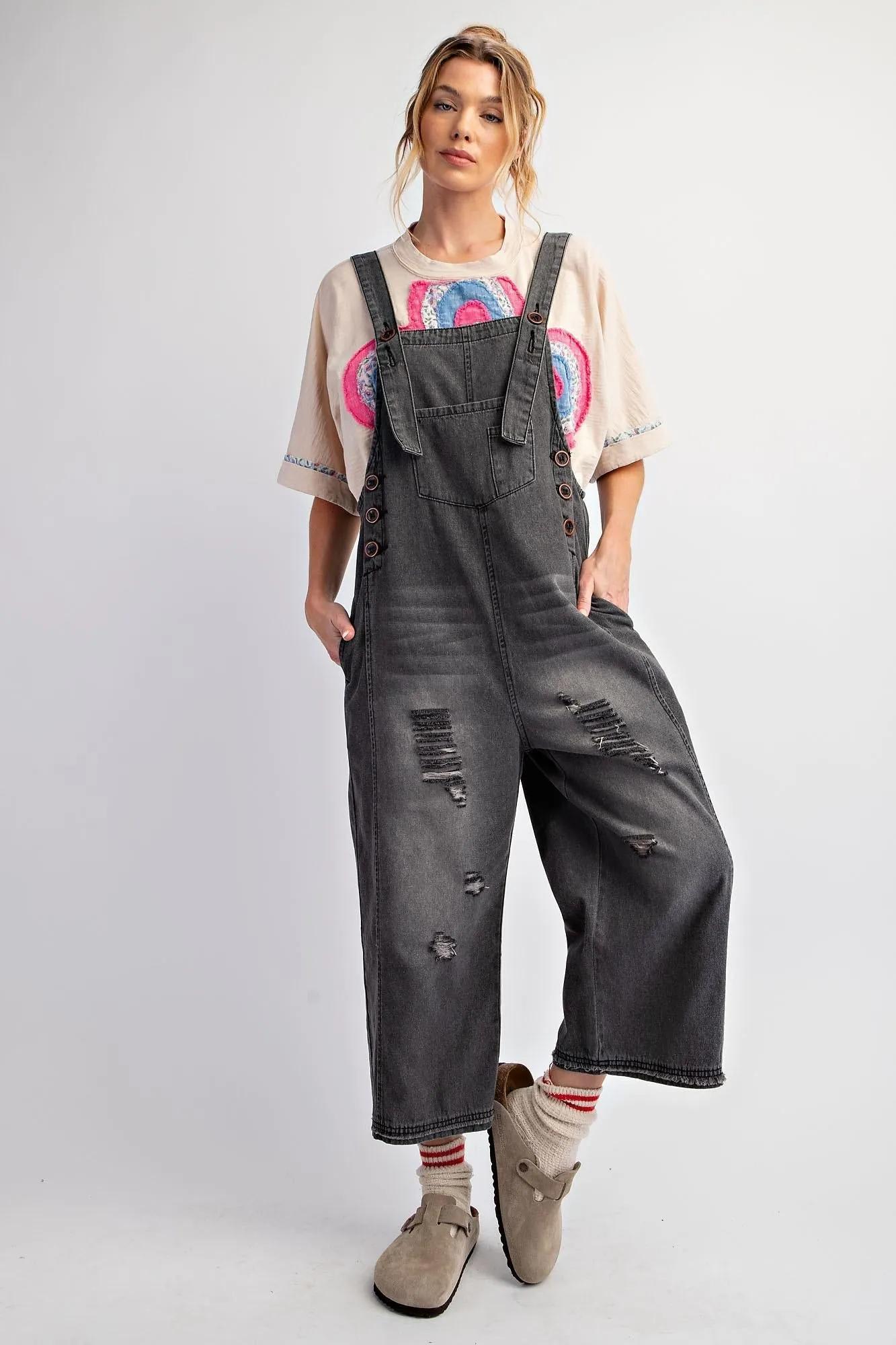 Urban Explorer Washed Twill Oversized Jumpsuit - Black