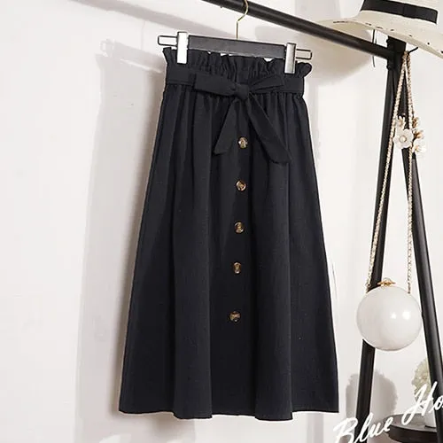 VenusFox Elegant High Waist Midi Knee Length Skirts