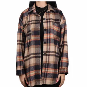 Warm Casual Plaid Flannel Button Down Tunic Shirts