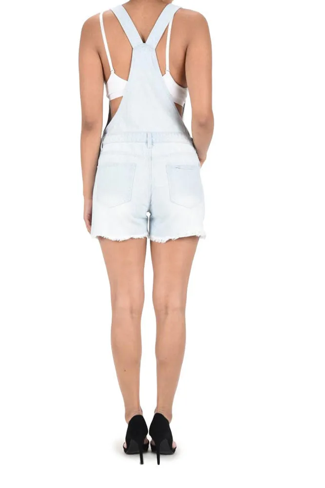 Women's Destroyed Boyfriend Short Overalls