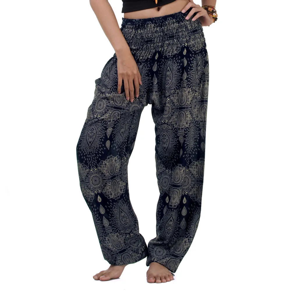 Women’s Mandala Harem Pants Black Night Sky