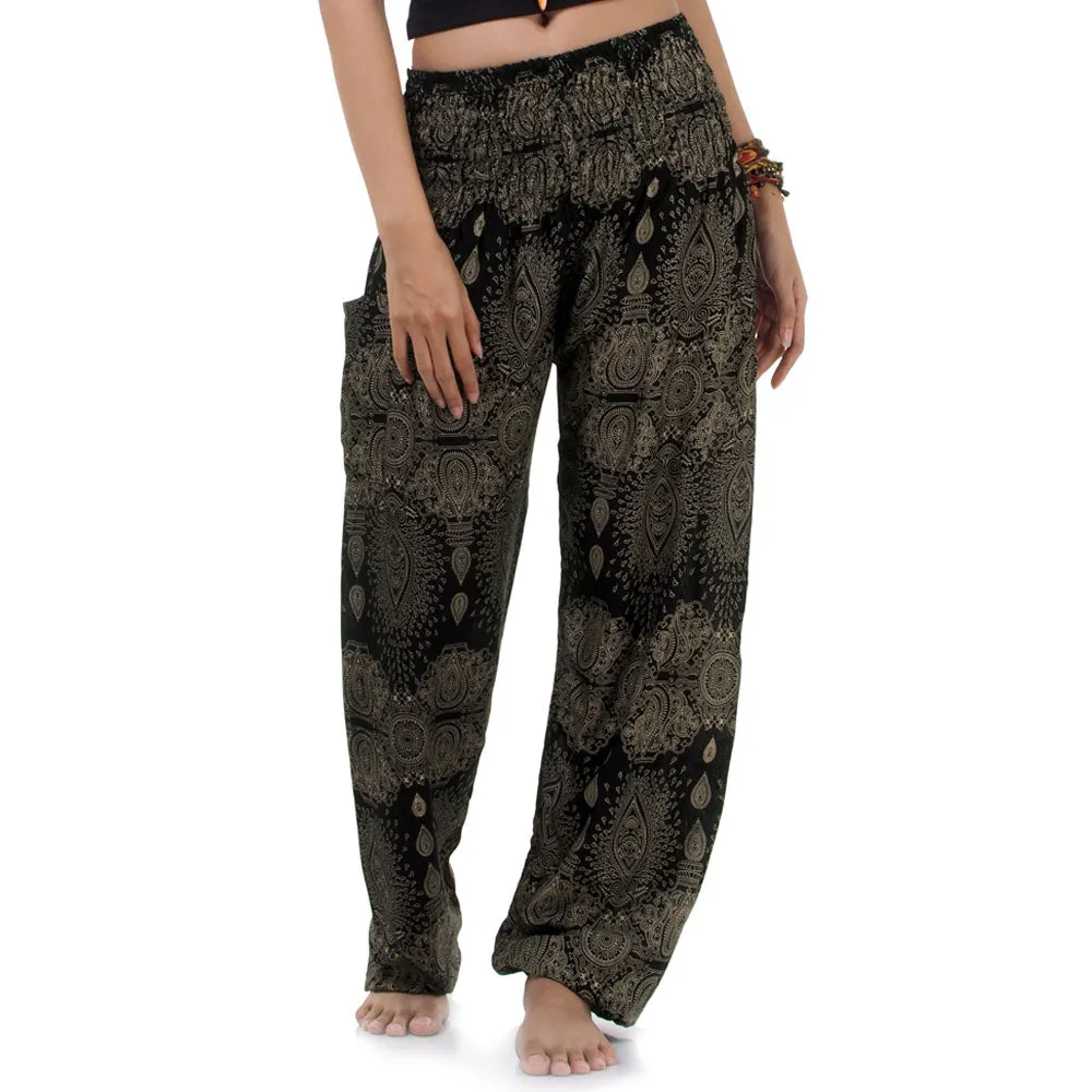 Women’s Mandala Harem Pants Black Night Sky