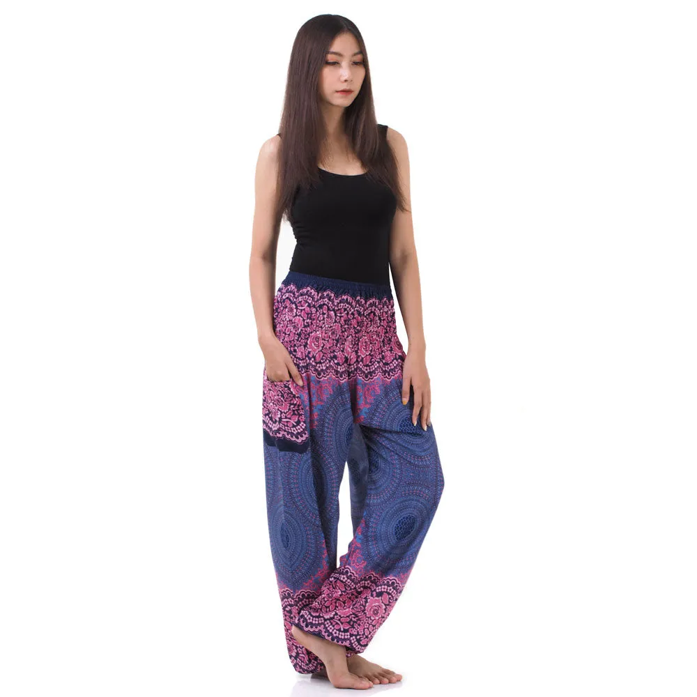 Women's Mandala Harem Pants Red Ruby Cosmos