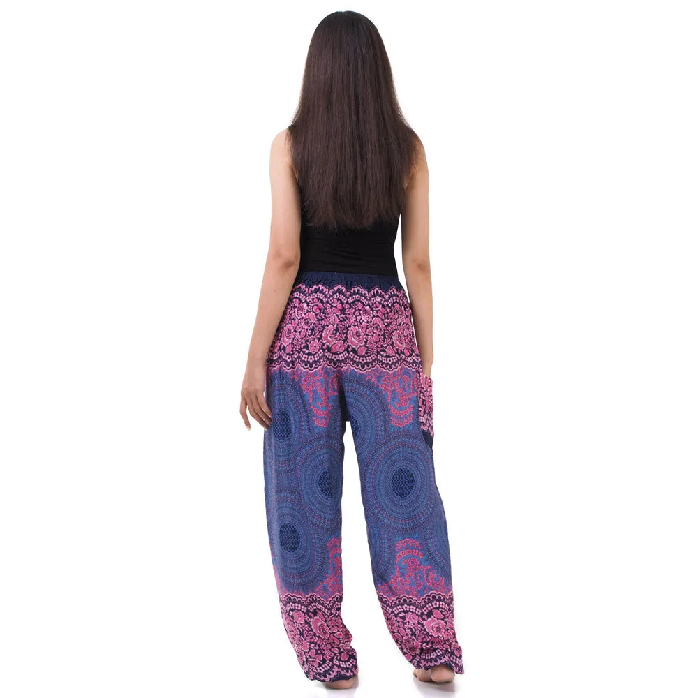 Women's Mandala Harem Pants Red Ruby Cosmos