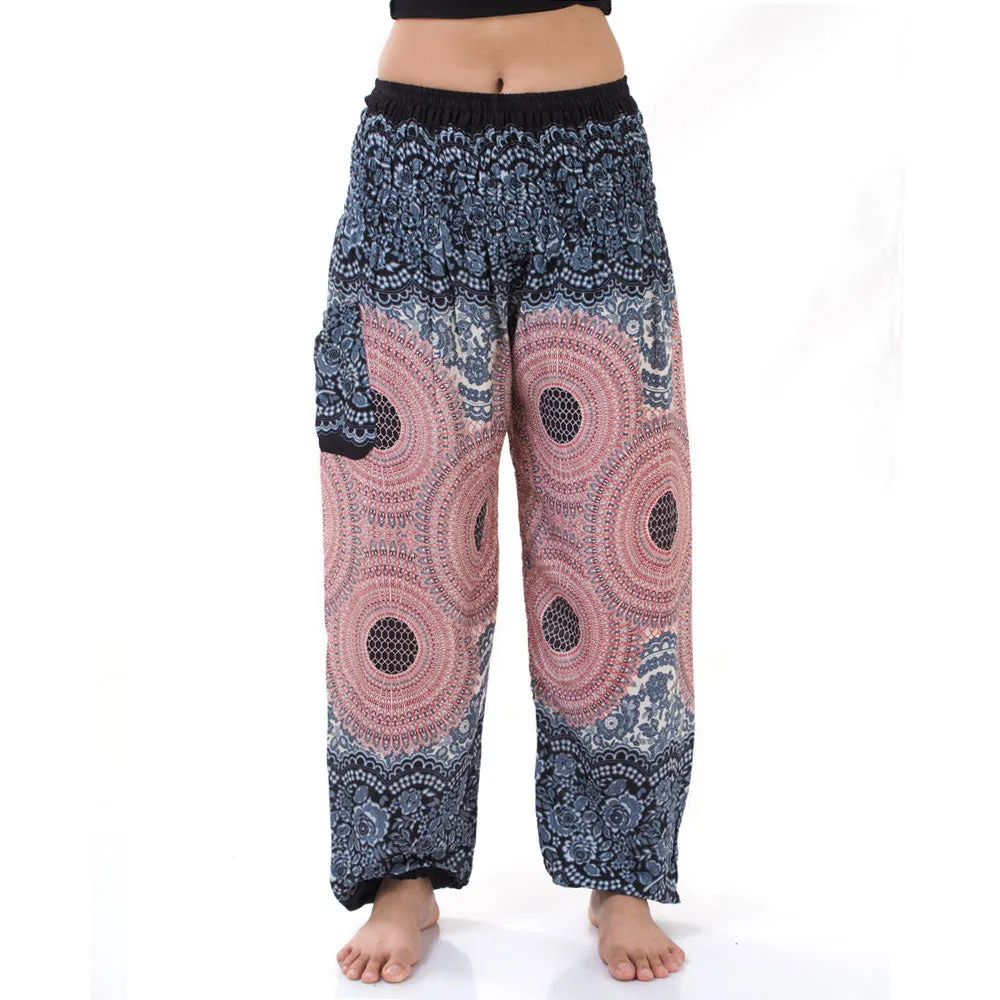 Women's Mandala Harem Pants Red Ruby Cosmos